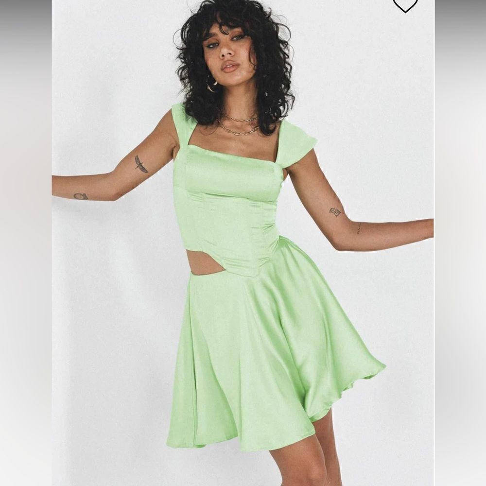 Princess Polly Cornell Satin Mini Skirt Green